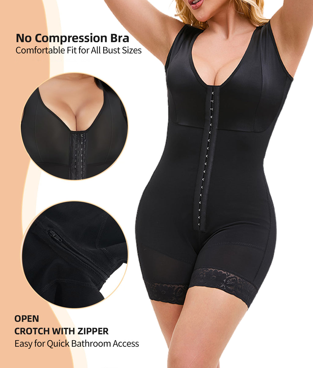 Colombian Full-Body Shapewear Faja – Tummy Control, Butt Lift & Wireless Breast Support with Zipper Crotch - Glowify