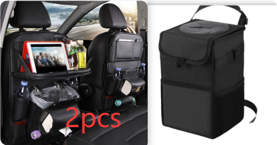 PU Leather Car Seat Back Organizer with Built-in Trash Can – Multifunction Storage Hanging Bag - Glowify