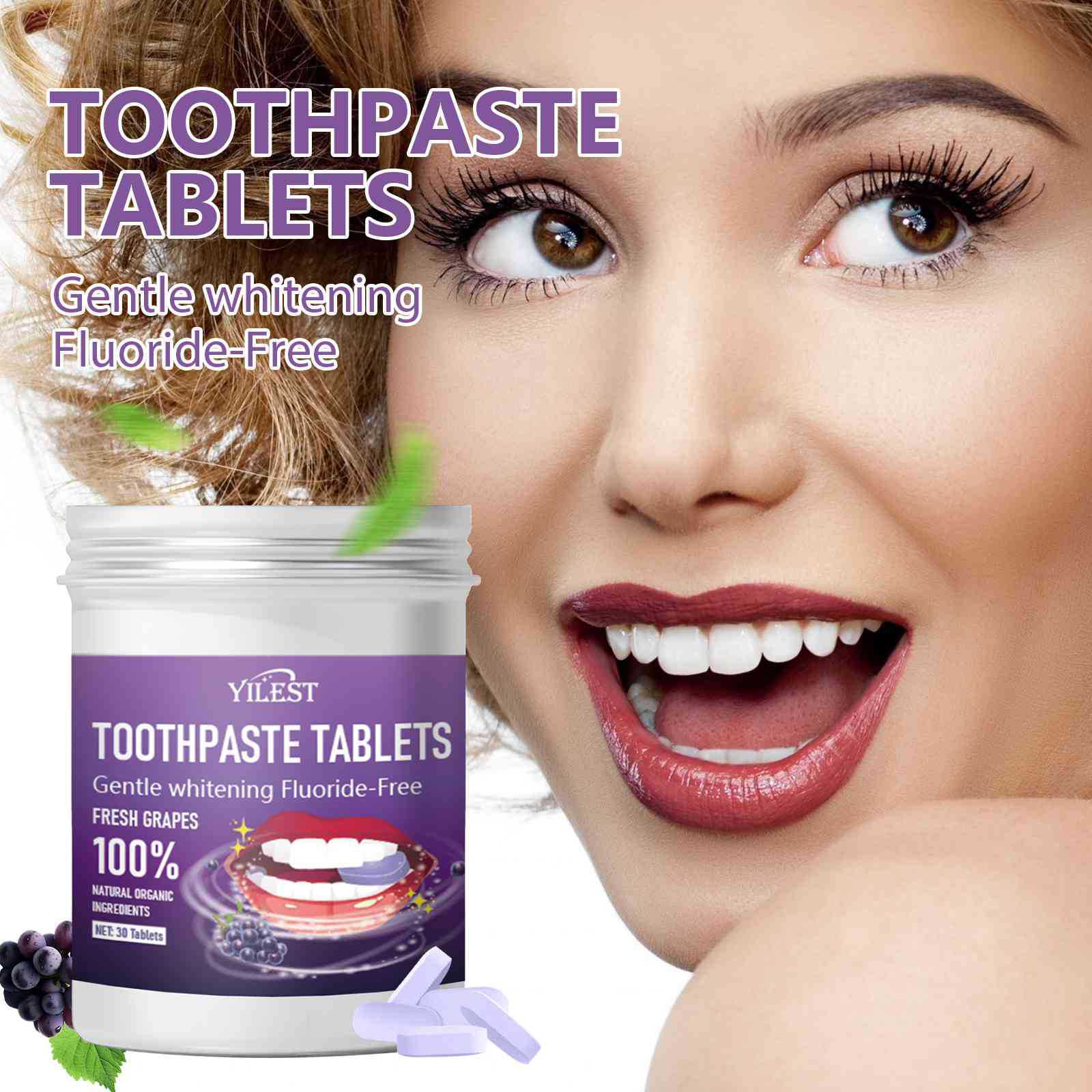 Solid Toothpaste Tablets - 60 Eco-Friendly, Portable Dental Gems for Fresh Breath Anytime! - Glowify