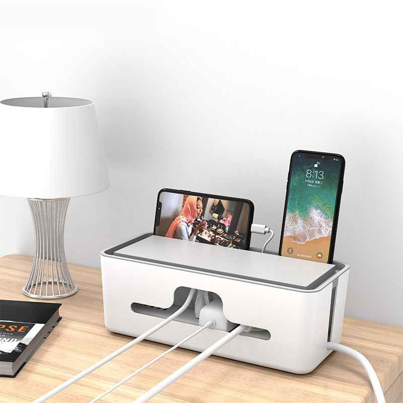 Power Strip Cable Storage Box – Anti-Dust Wire & Charger Organizer with Lid (Desktop & Home Use)