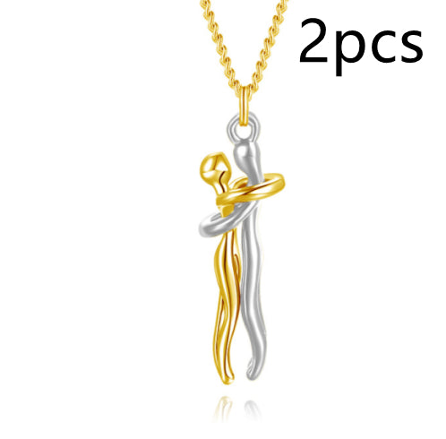 Hug Me Close Couple Necklace – Symbolic Embrace Pendant for Love, Connection & Togetherness - Glowify