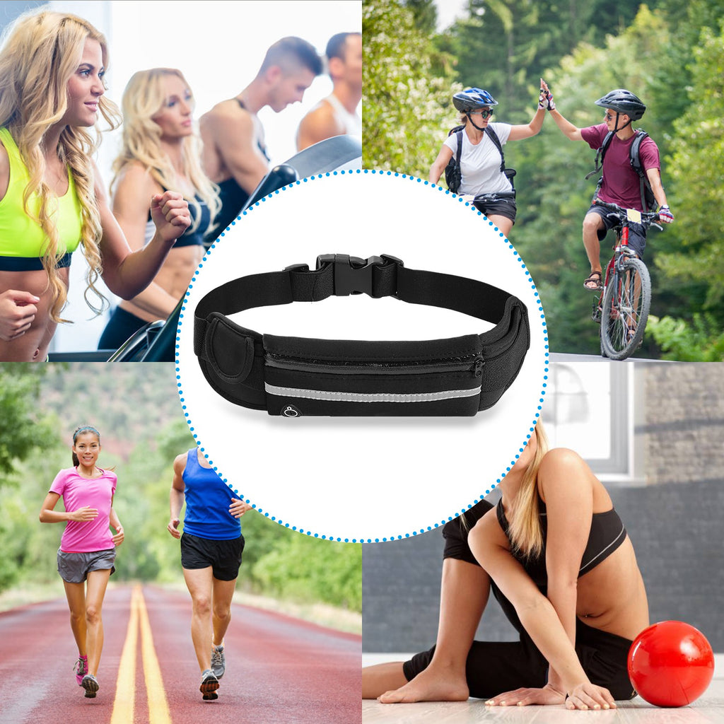 Waterproof Running Belt Waist Bag – Lightweight Adjustable Sports Waist Pouch with Reflective Strip (Phone ≤6.0”)