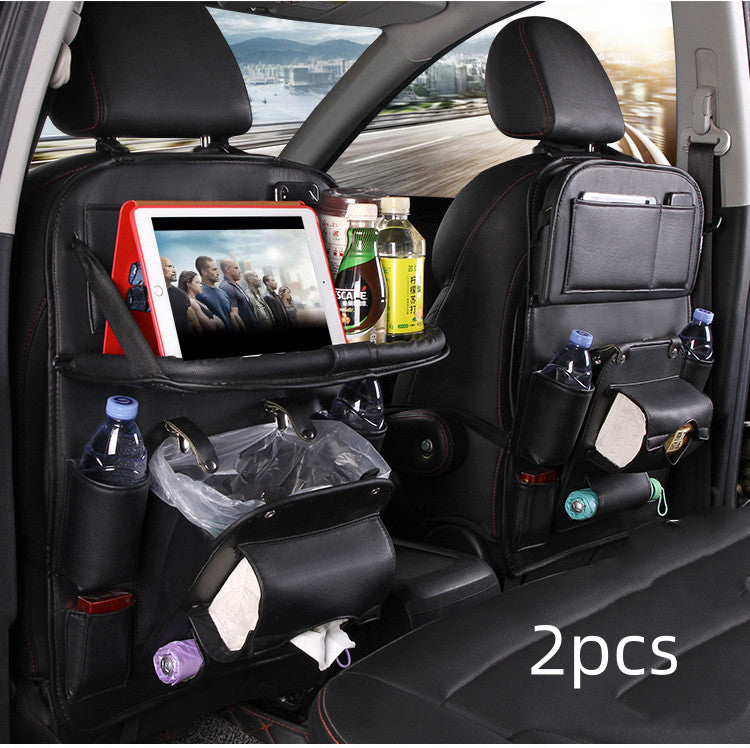 PU Leather Car Seat Back Organizer with Built-in Trash Can – Multifunction Storage Hanging Bag - Glowify