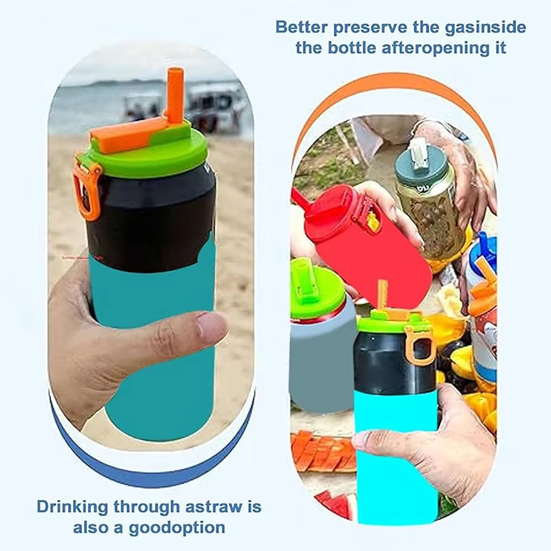 Reusable Soda Can Lid with Straw – Anti-Spill Beverage Can Stopper for Coke, Beer & Drinks - Glowify