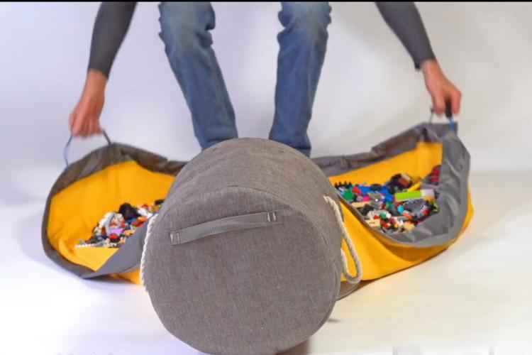 Portable Kids Toy Storage Bag with Play Mat – Quick-Clean Toy Organizer Basket & Bucket - Glowify
