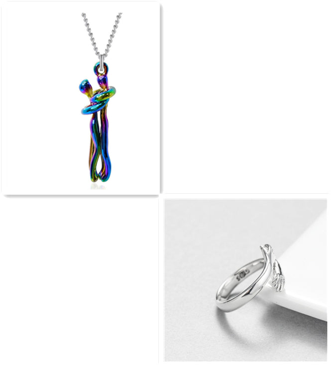 Hug Me Close Couple Necklace – Symbolic Embrace Pendant for Love, Connection & Togetherness - Glowify