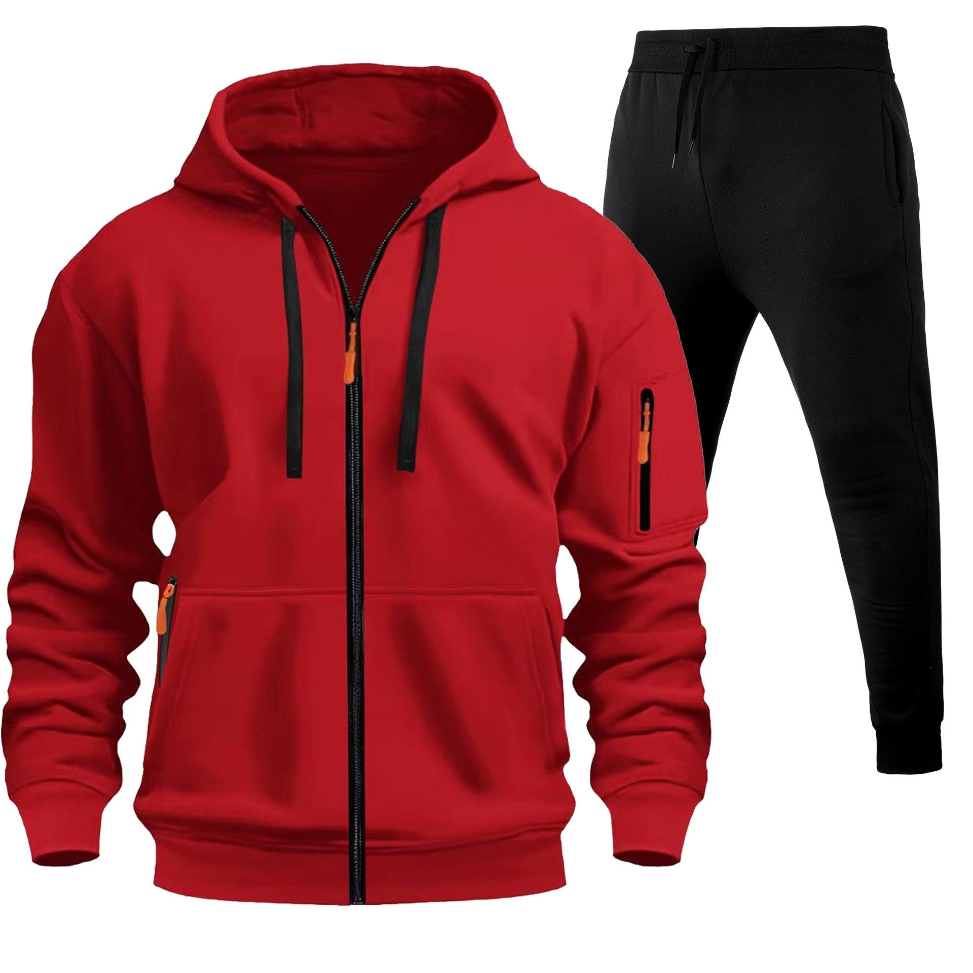 Stylish 2-Piece Fleece-Lined Zip-Up Hoodie & Jogger Set with Multi-Pockets - Perfect for Active Days! - Glowify