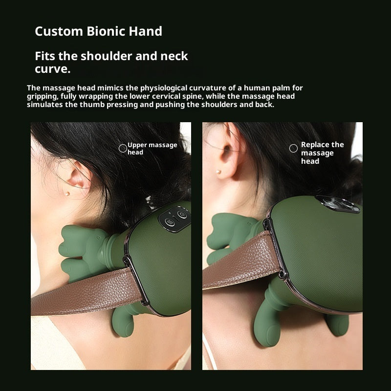 Shoulder & Neck Massager with Heat – 4D Bionic Kneading Neck and Back Massager, Portable Hand-Simulating Massage Device for Pain Relief & Muscle Relaxation