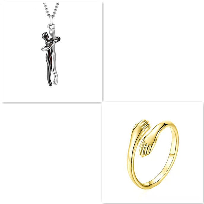 Hug Me Close Couple Necklace – Symbolic Embrace Pendant for Love, Connection & Togetherness - Glowify