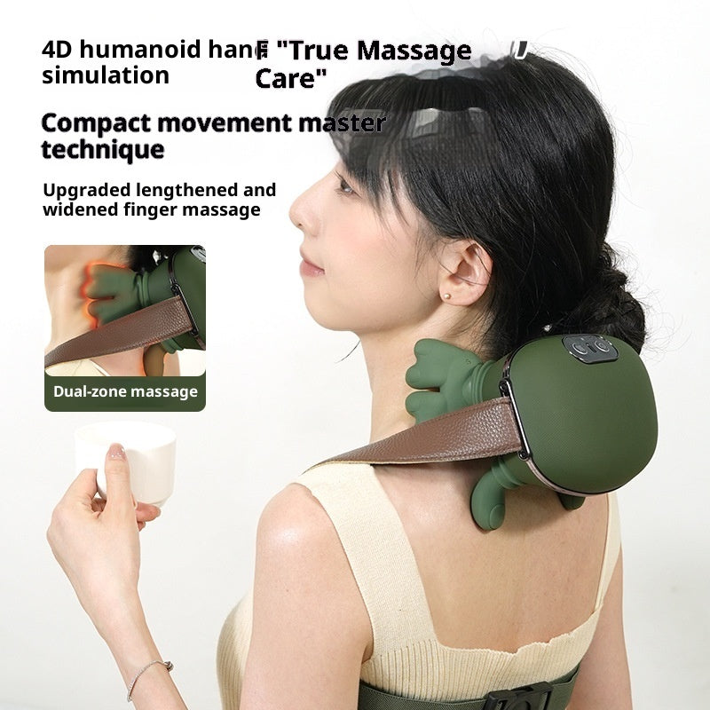 Shoulder & Neck Massager with Heat – 4D Bionic Kneading Neck and Back Massager, Portable Hand-Simulating Massage Device for Pain Relief & Muscle Relaxation