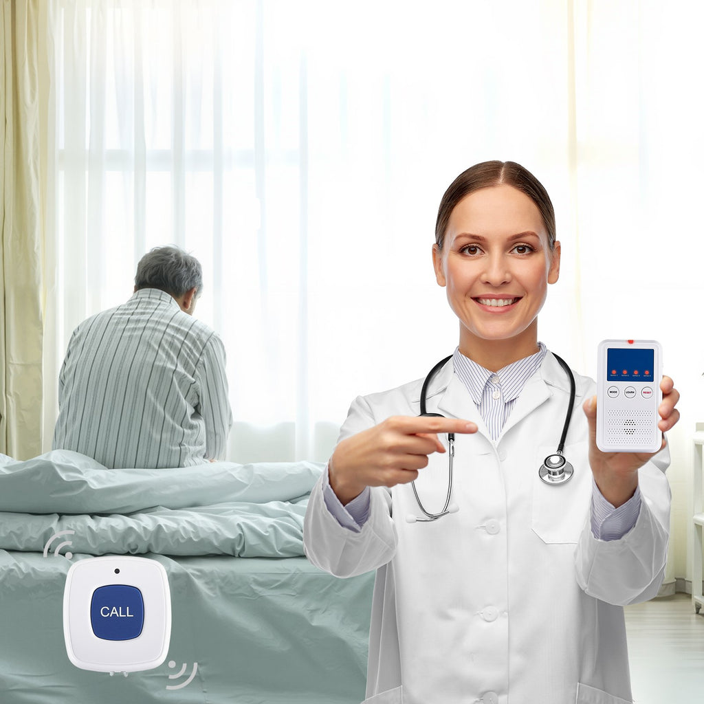 Wireless Bed Alarm System with Sensor Pad & Pager – Early Alert Bed Exit Alarm for Elderly & Caregivers - Glowify