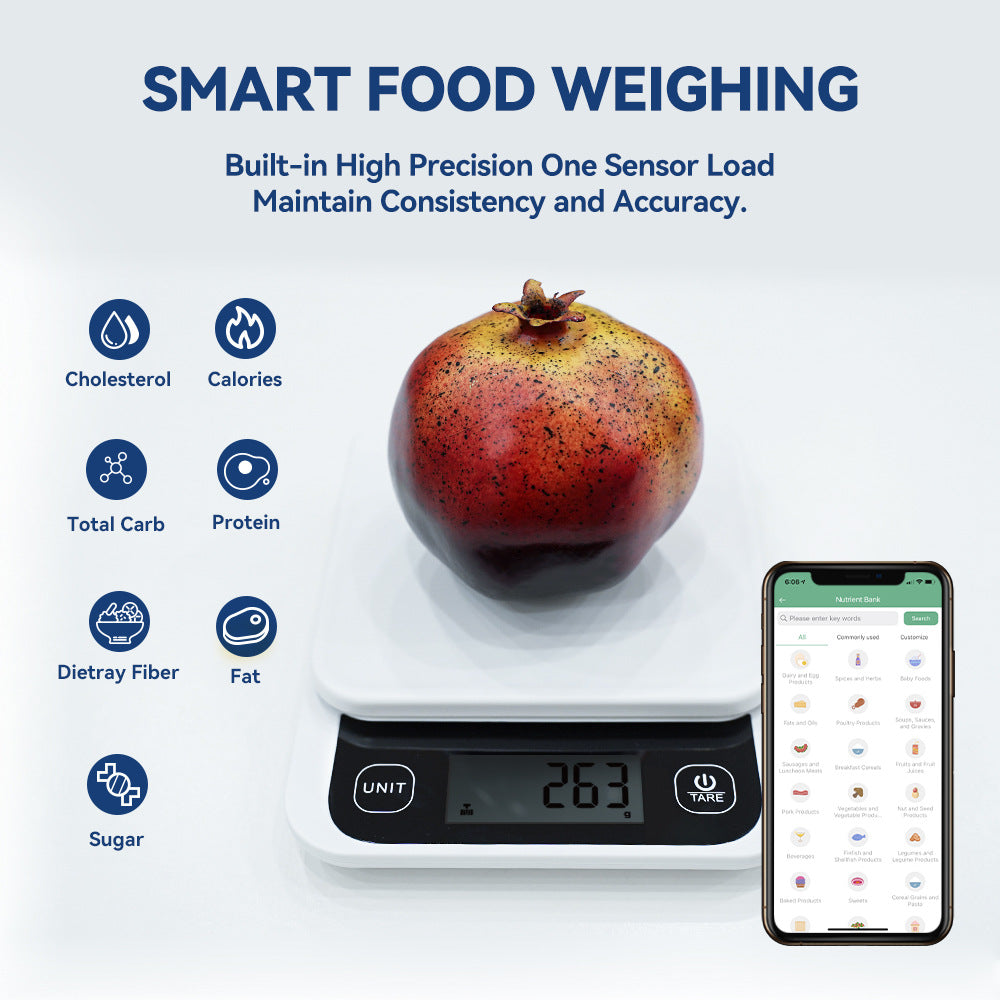 Smart Kitchen Scale with Nutrition Calculator & Calorie Tracker - Glowify