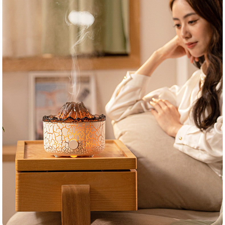 Volcano Flame Aroma Humidifier – LED Jellyfish Mist Diffuser with Remote Control