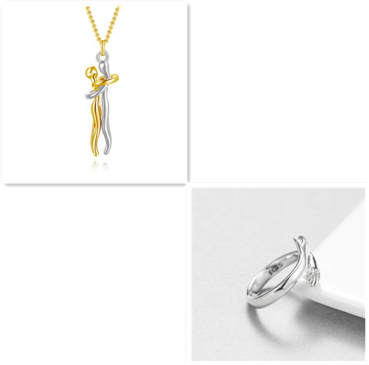 Hug Me Close Couple Necklace – Symbolic Embrace Pendant for Love, Connection & Togetherness - Glowify