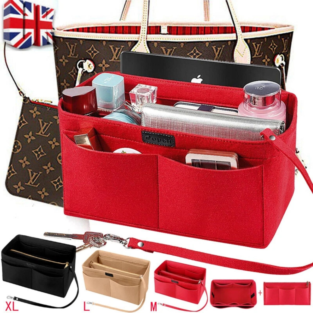 Women’s Felt Handbag Organizer Insert – Large Capacity Bag Liner with Pockets - Glowify