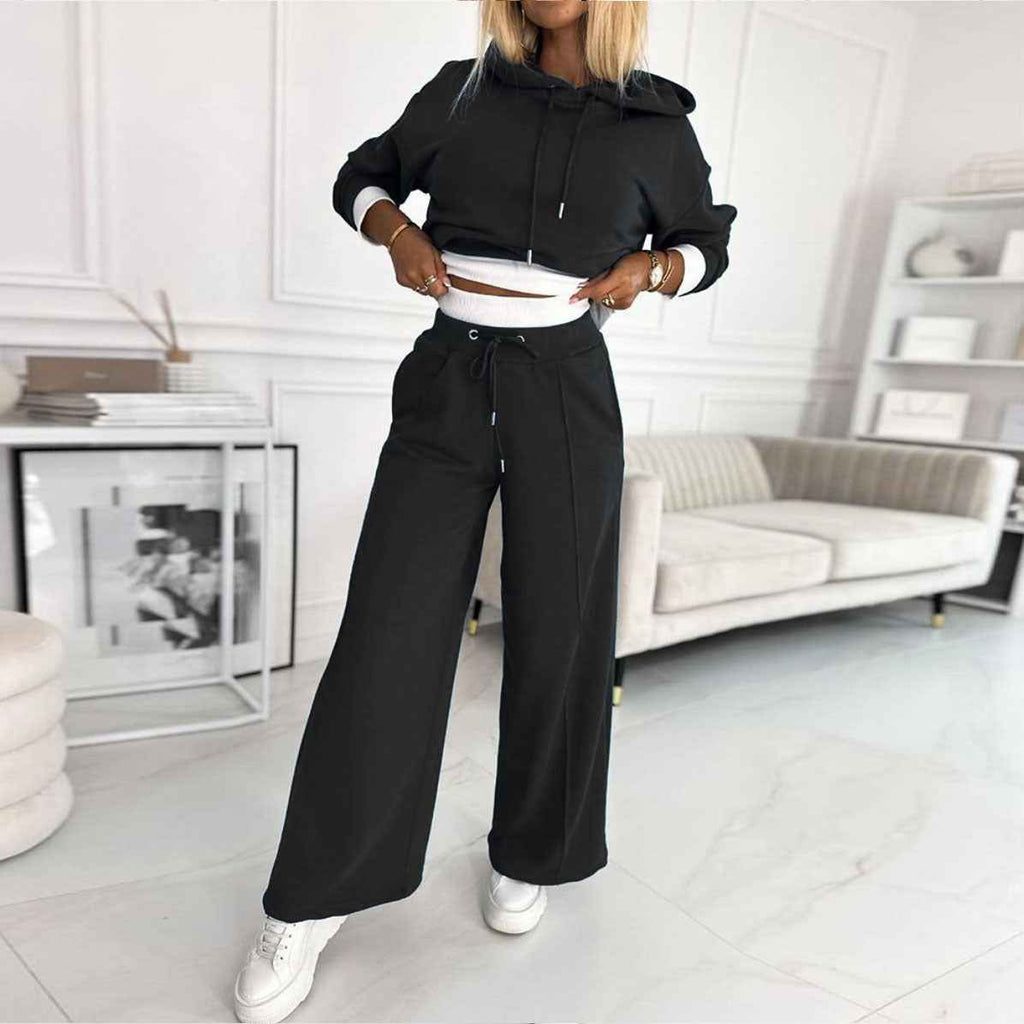 Women’s Hoodie & Sweatpants Set – Sporty Casual Long-Sleeve Hooded Sweatshirt with Drawstring Pocket Trousers - Glowify