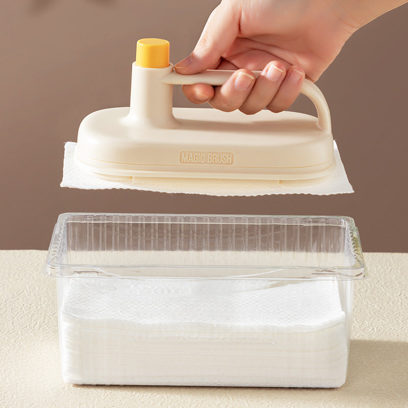 Disposable Magic Cleaning Brush with 50 Refill Wipes – Touch-Free Deep Clean for Kitchen & Bathroom - Glowify