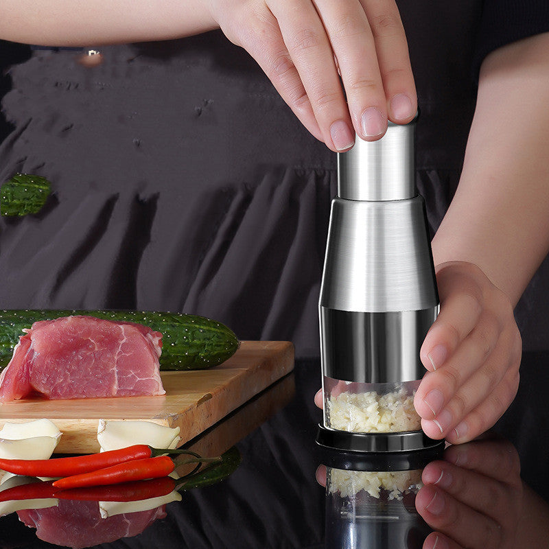 Manual Garlic Crusher & Onion Chopper – Stainless Steel Vegetable Press Kitchen Gadget - Glowify