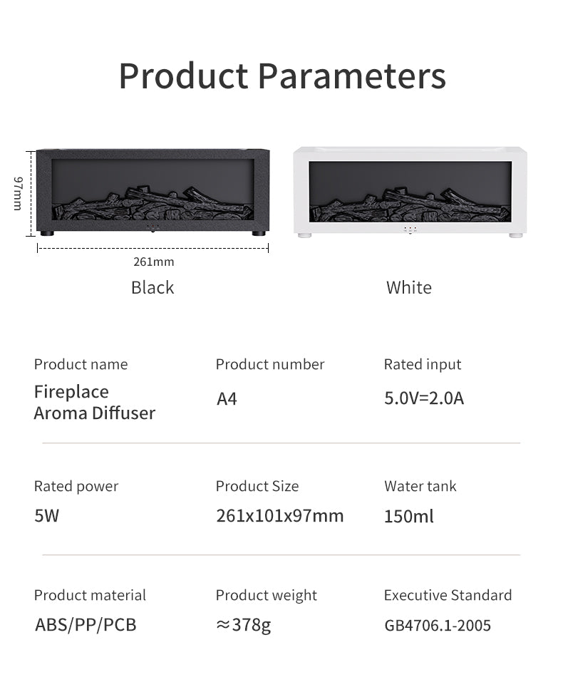 Flame diffuser with colorful LED atmosphere lights

