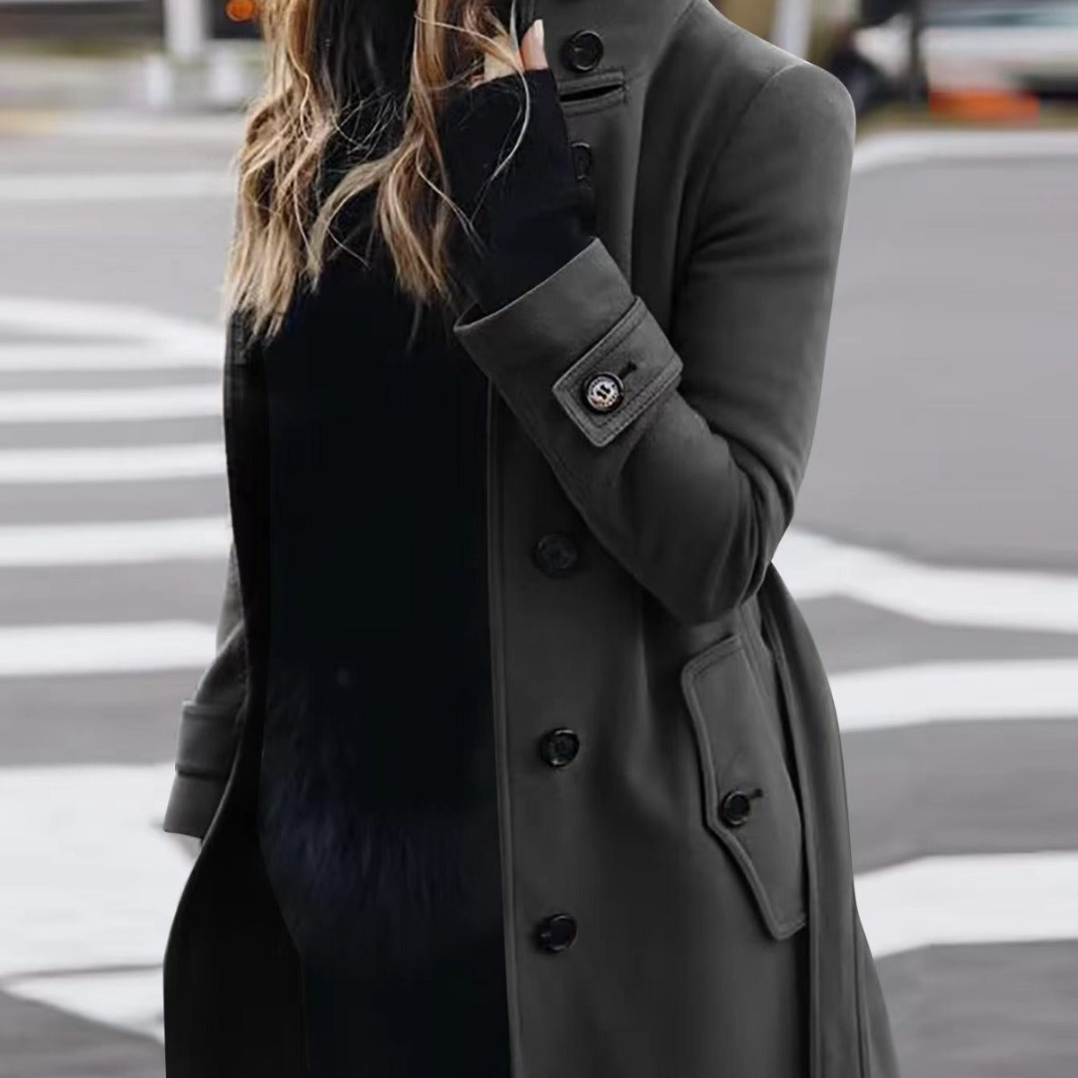 Glowify Elegant Slim-Fit Women’s Long Coat – Everyday Comfort & Style - Glowify