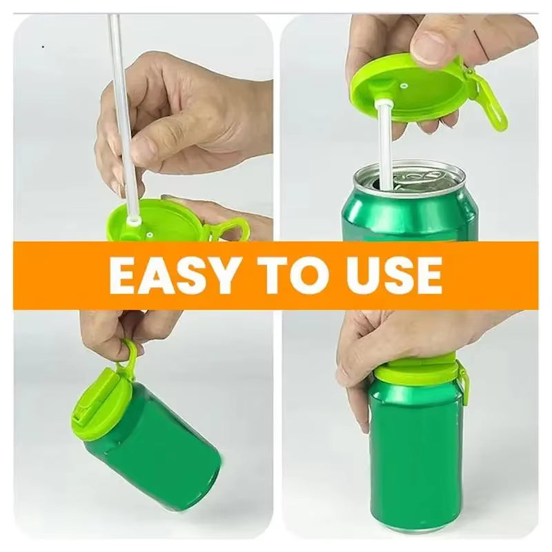 Reusable Soda Can Lid with Straw – Anti-Spill Beverage Can Stopper for Coke, Beer & Drinks - Glowify