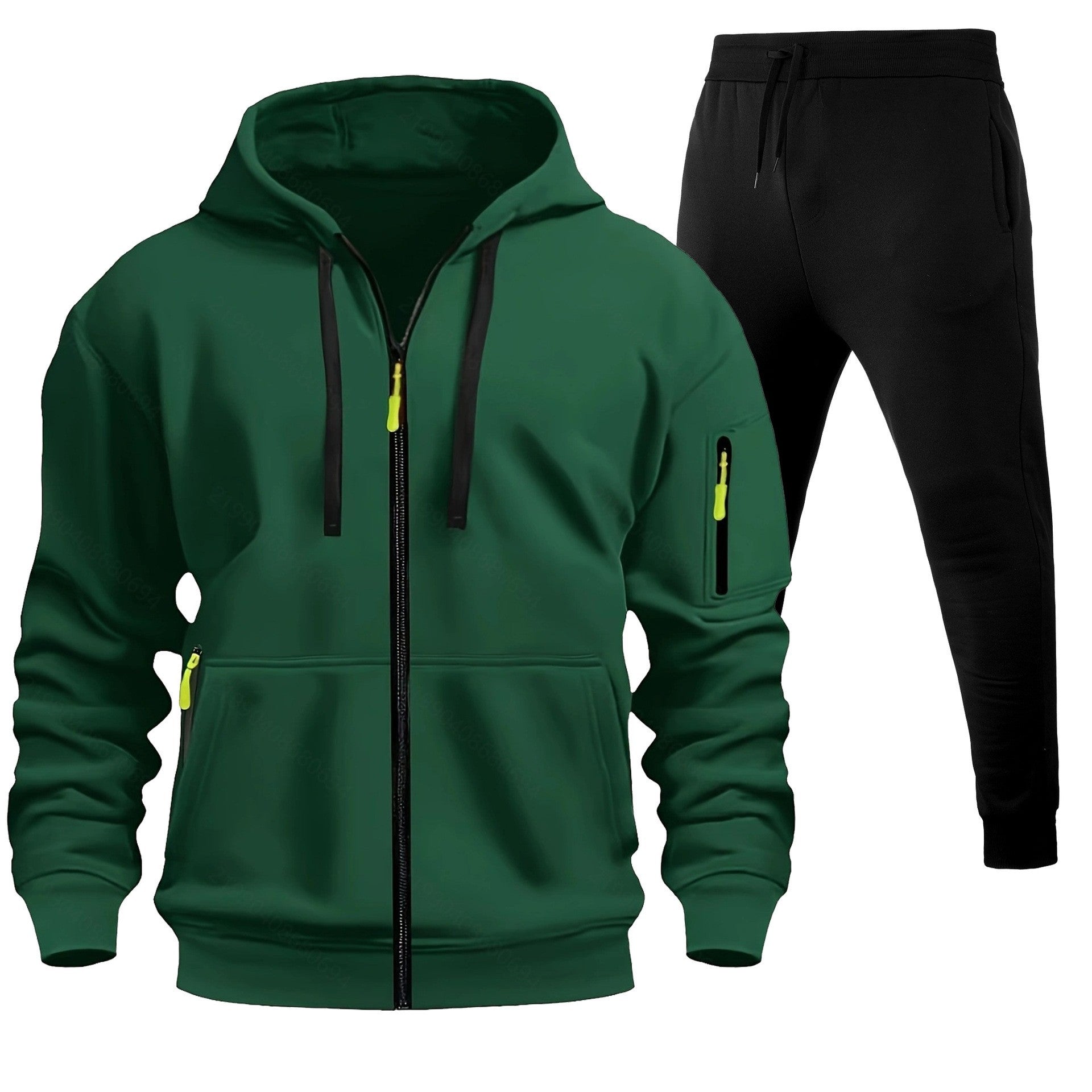 Stylish 2-Piece Fleece-Lined Zip-Up Hoodie & Jogger Set with Multi-Pockets - Perfect for Active Days! - Glowify