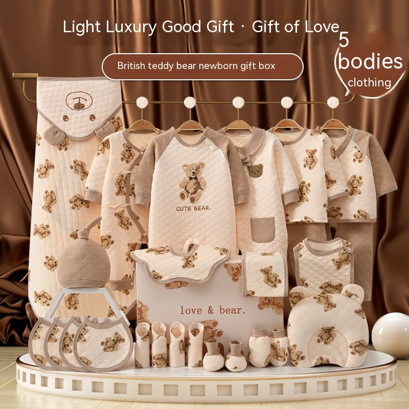 Luxury Teddy Newborn Gift Box – Baby Meeting Etiquette Clothing Set (0–12 Months) - Glowify