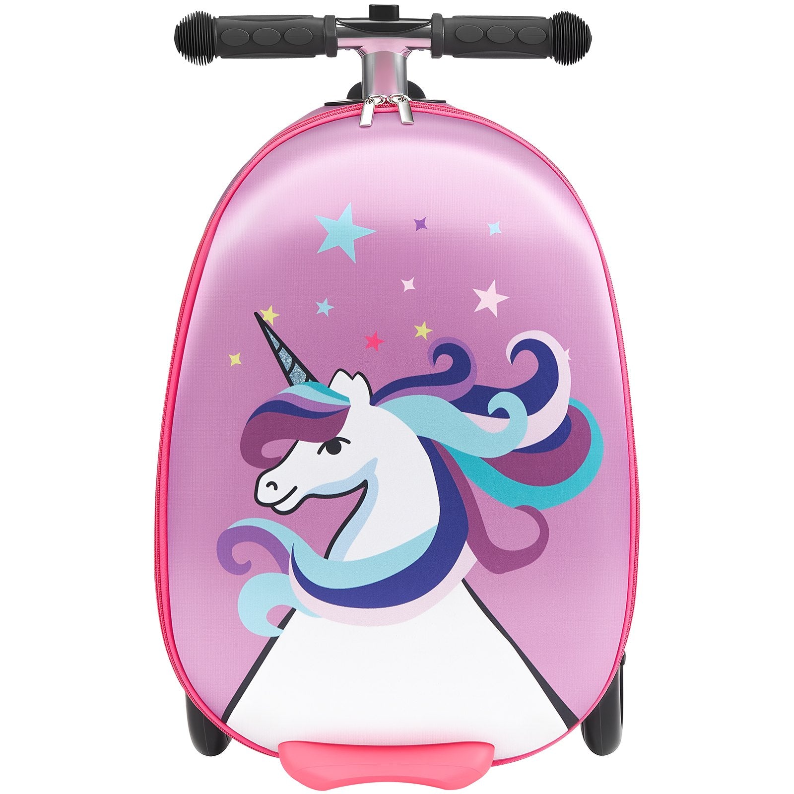 20-Inch Kids Ride-On Scooter Suitcase with LED Flash Wheels – Purple Travel Luggage for Children