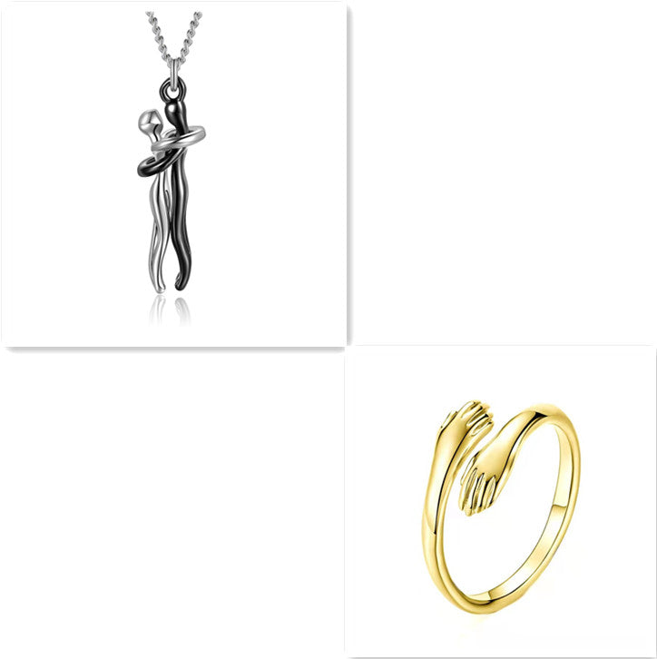 Hug Me Close Couple Necklace – Symbolic Embrace Pendant for Love, Connection & Togetherness - Glowify