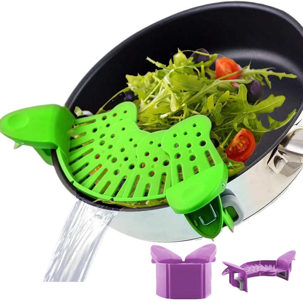Universal Silicone Clip-On Pot Strainer – Anti-Spill Pasta, Rice & Vegetable Colander - Glowify