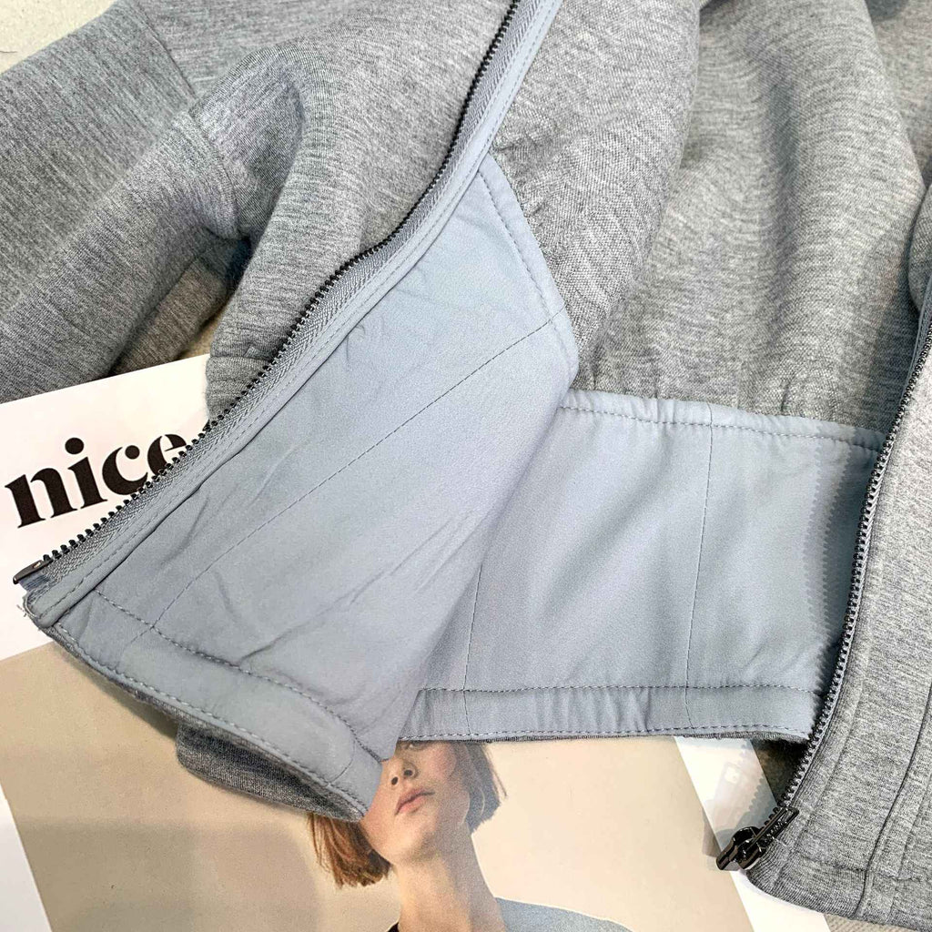 Elite Comfort Grey Cotton Two-Piece Sportswear Set – Casual Jacket & Pants Outfit - Glowify