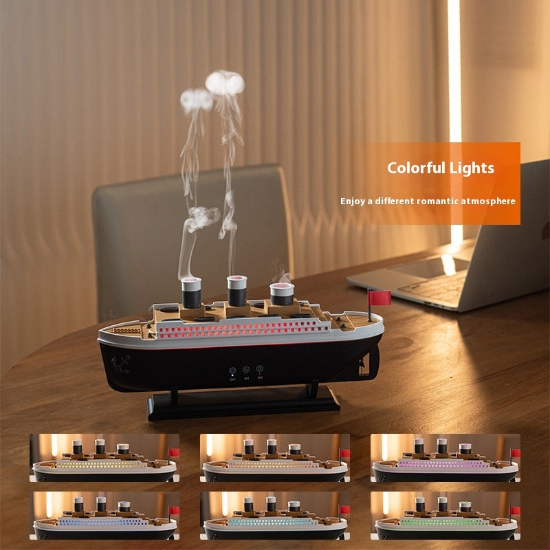 Ship aroma diffuser with ambient LED lighting
