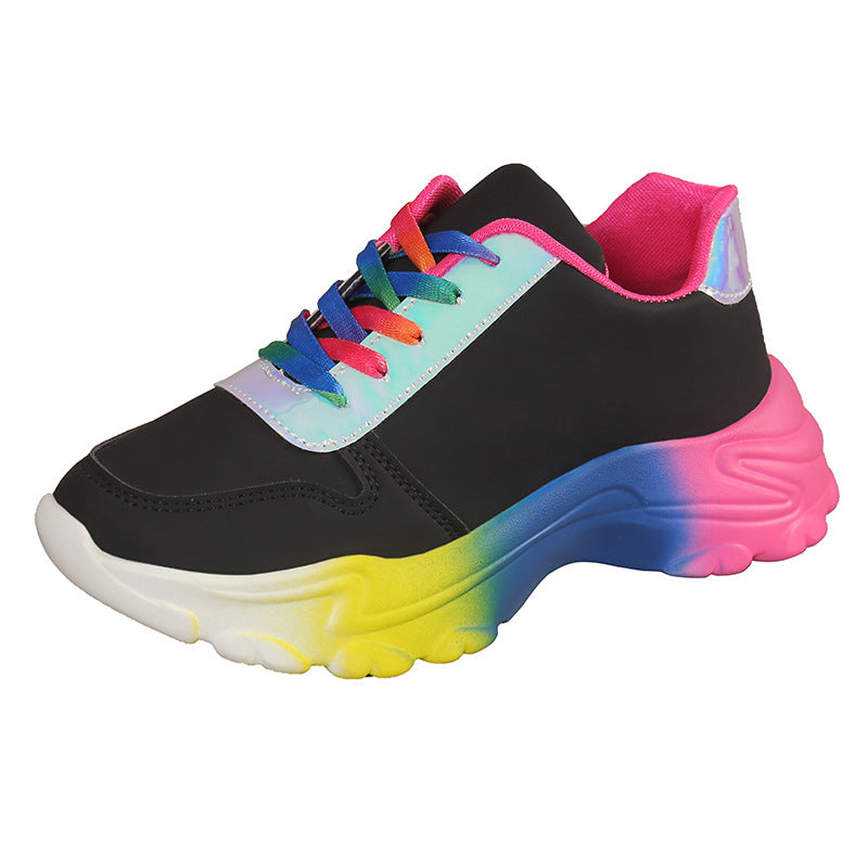 Women’s Lightweight Sports Sneakers – Thick Sole Lace-Up Walking Shoes - Glowify