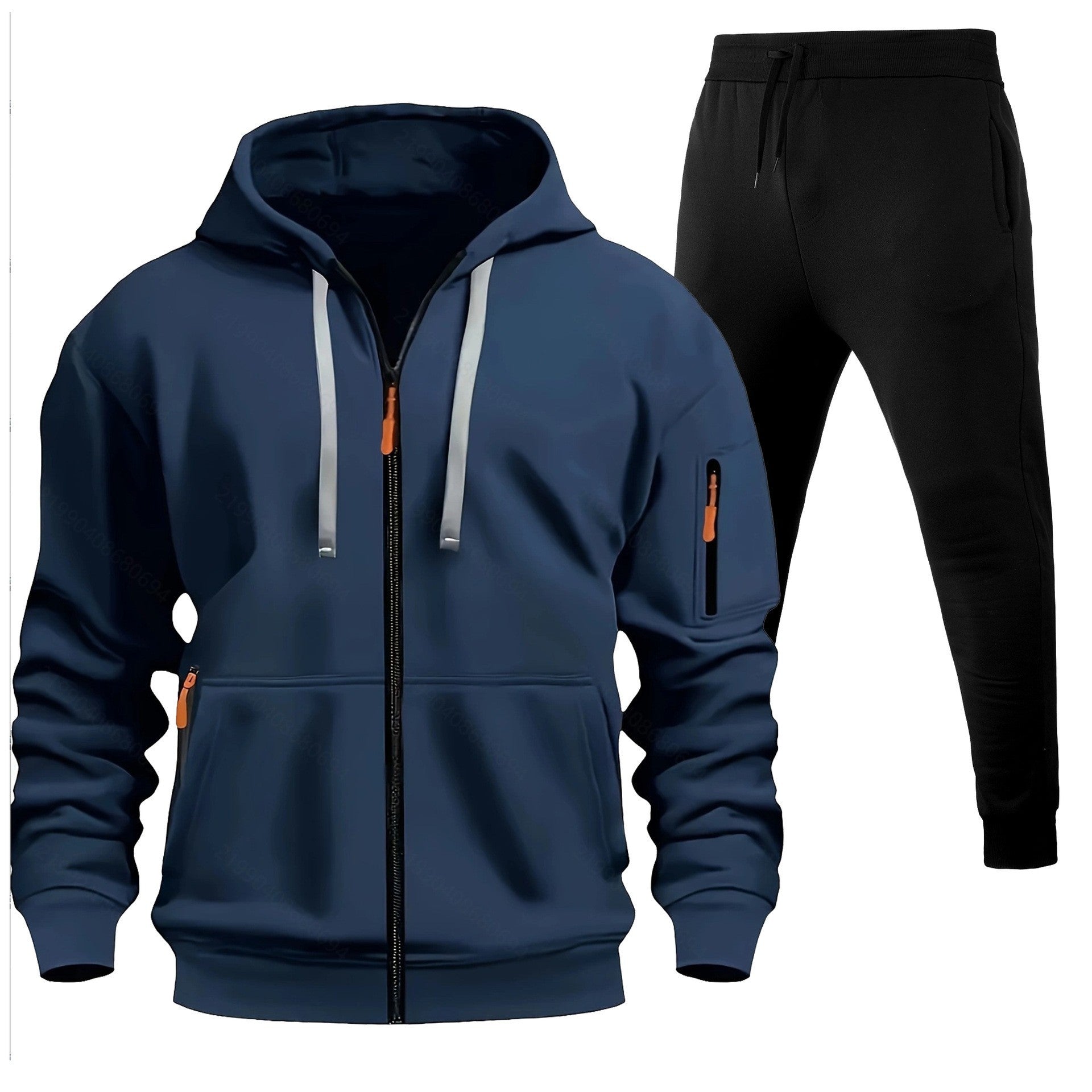 Stylish 2-Piece Fleece-Lined Zip-Up Hoodie & Jogger Set with Multi-Pockets - Perfect for Active Days! - Glowify