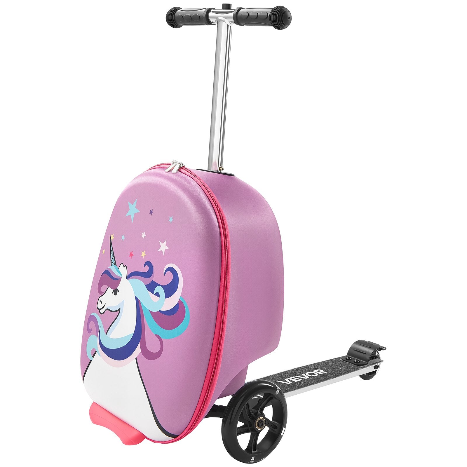 20-Inch Kids Ride-On Scooter Suitcase with LED Flash Wheels – Purple Travel Luggage for Children