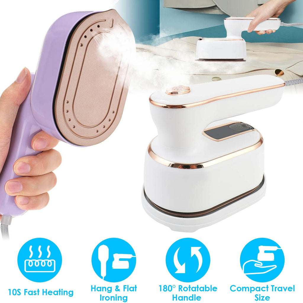 1000W Portable Handheld Garment Steamer – 10s Fast Heat, 180° Rotatable Handle - Glowify