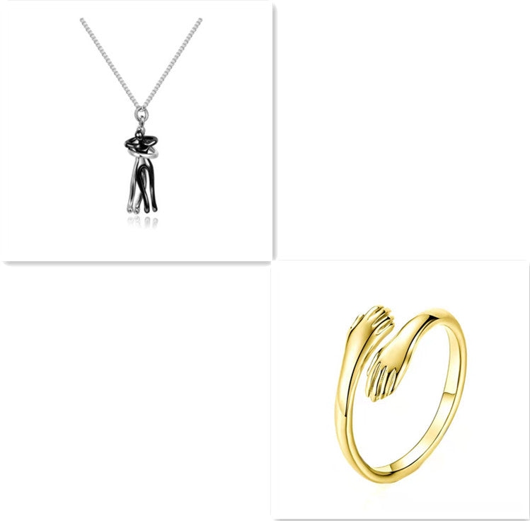 Hug Me Close Couple Necklace – Symbolic Embrace Pendant for Love, Connection & Togetherness - Glowify