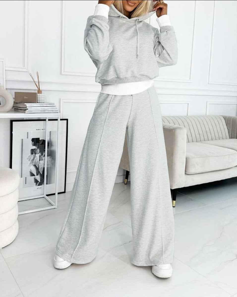 Women’s Hoodie & Sweatpants Set – Sporty Casual Long-Sleeve Hooded Sweatshirt with Drawstring Pocket Trousers - Glowify