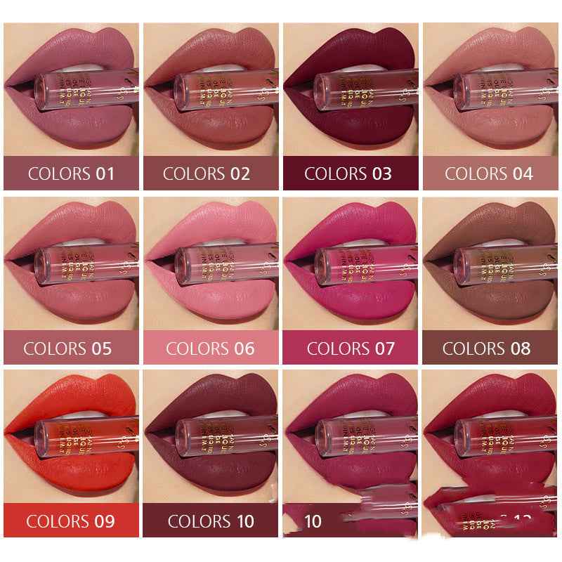 12-Color Matte Lip Gloss Set – Long-Lasting, Lightweight Finish - Glowify