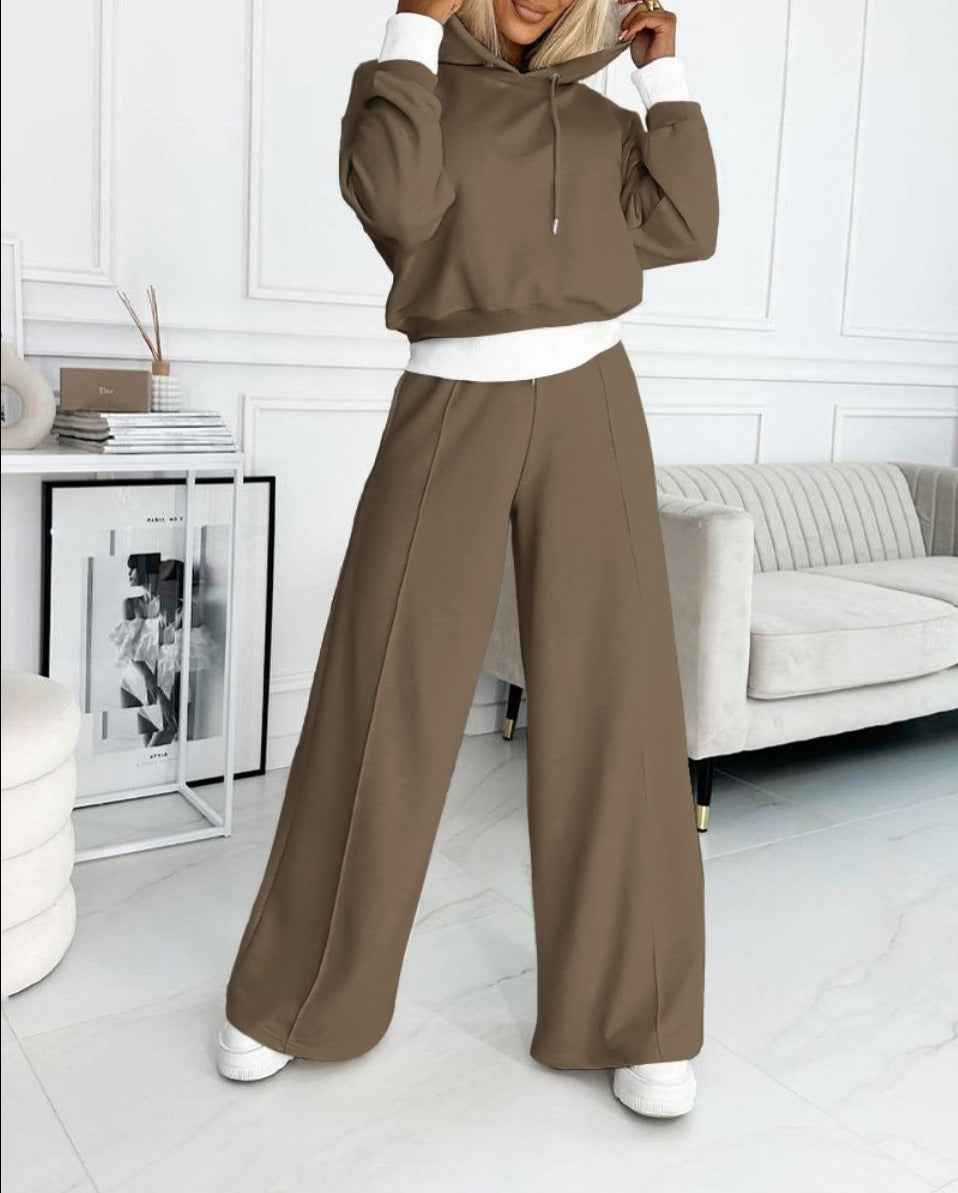 Women’s Hoodie & Sweatpants Set – Sporty Casual Long-Sleeve Hooded Sweatshirt with Drawstring Pocket Trousers - Glowify