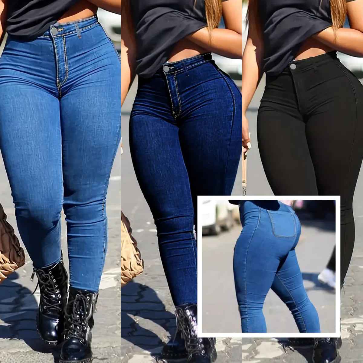 Women’s Skinny Fit Denim Jeans – High Waist Pencil Pants for Spring & Autumn - Glowify