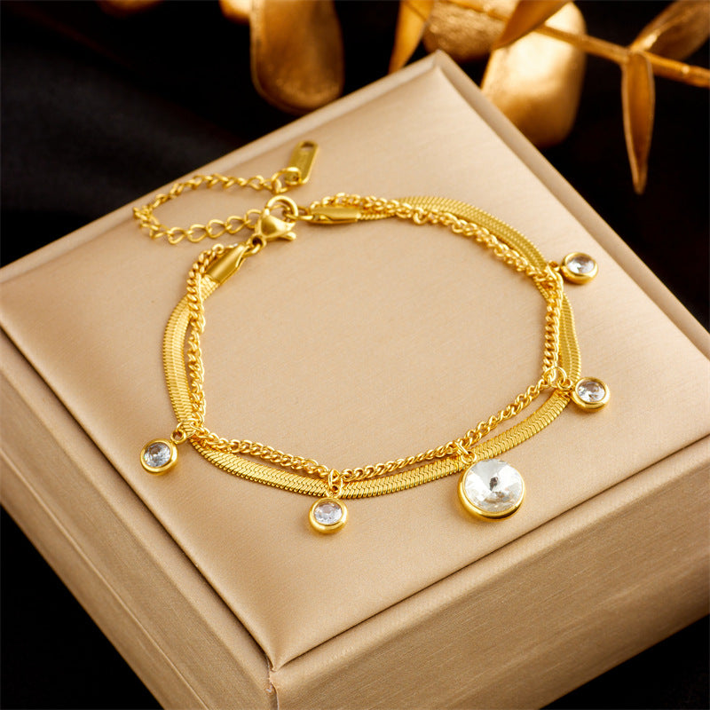Gold-Plated Double Layer Snake Chain Bracelet for Women – Punk Luxury Fashion Jewelry - Glowify