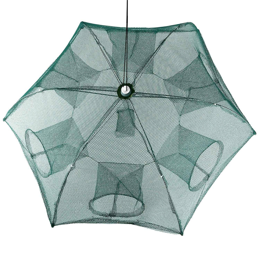 Portable Foldable Fishing Bait Trap Net – 6-Side 6-Hole Automatic Shrimp, Minnow & Crab Trap - Glowify