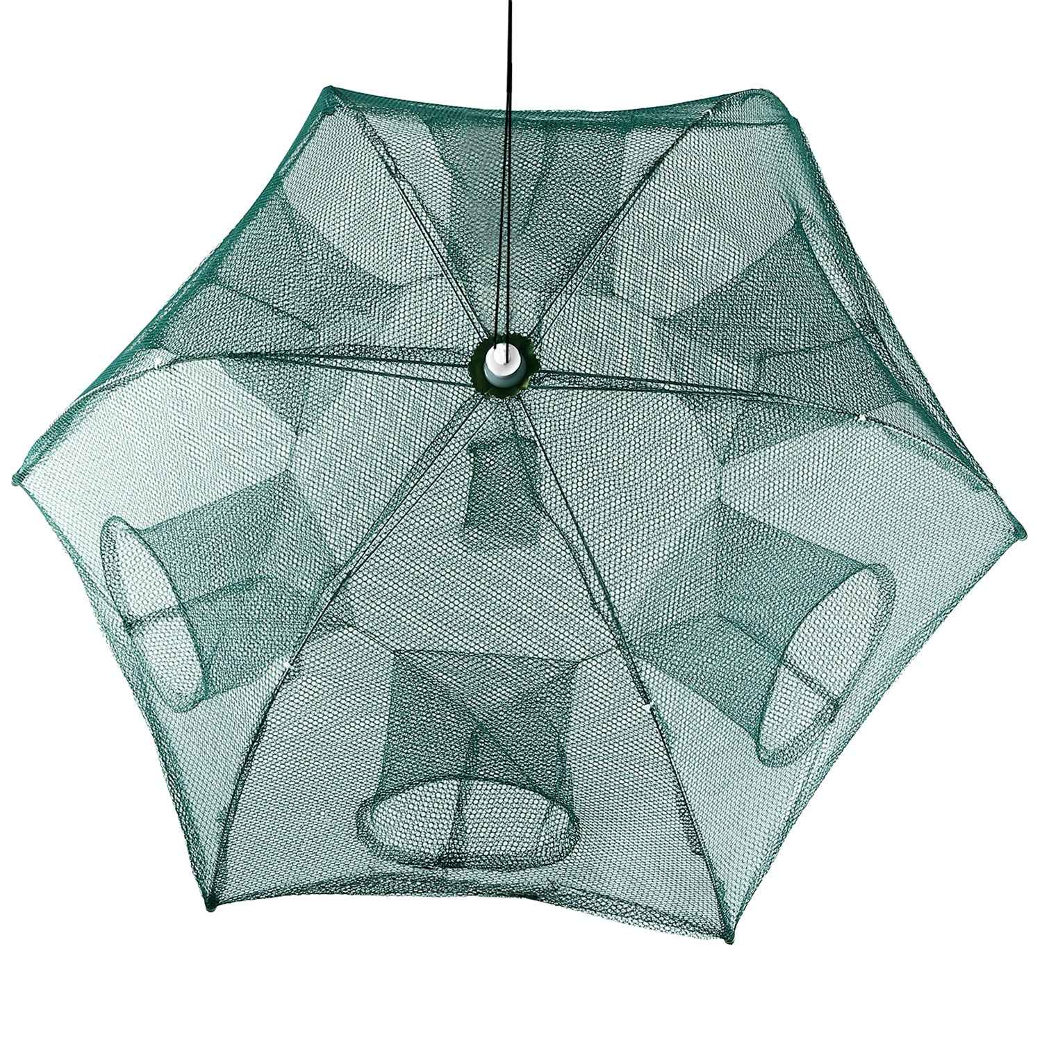 Portable Foldable Fishing Bait Trap Net – 6-Side 6-Hole Automatic Shrimp, Minnow & Crab Trap - Glowify