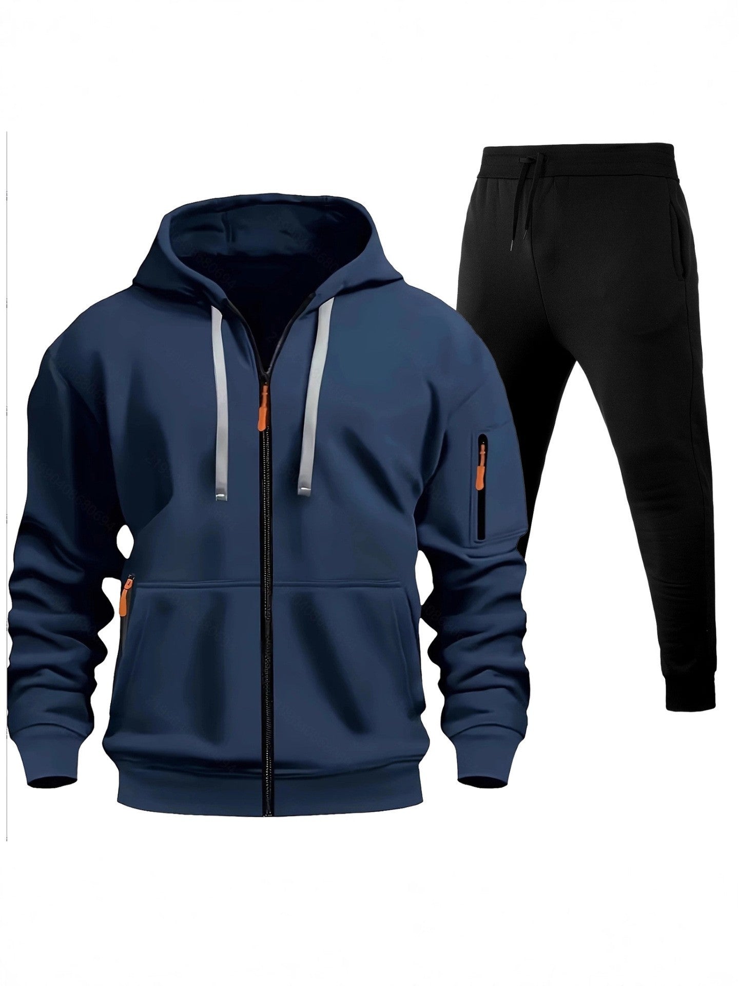 Stylish 2-Piece Fleece-Lined Zip-Up Hoodie & Jogger Set with Multi-Pockets - Perfect for Active Days! - Glowify