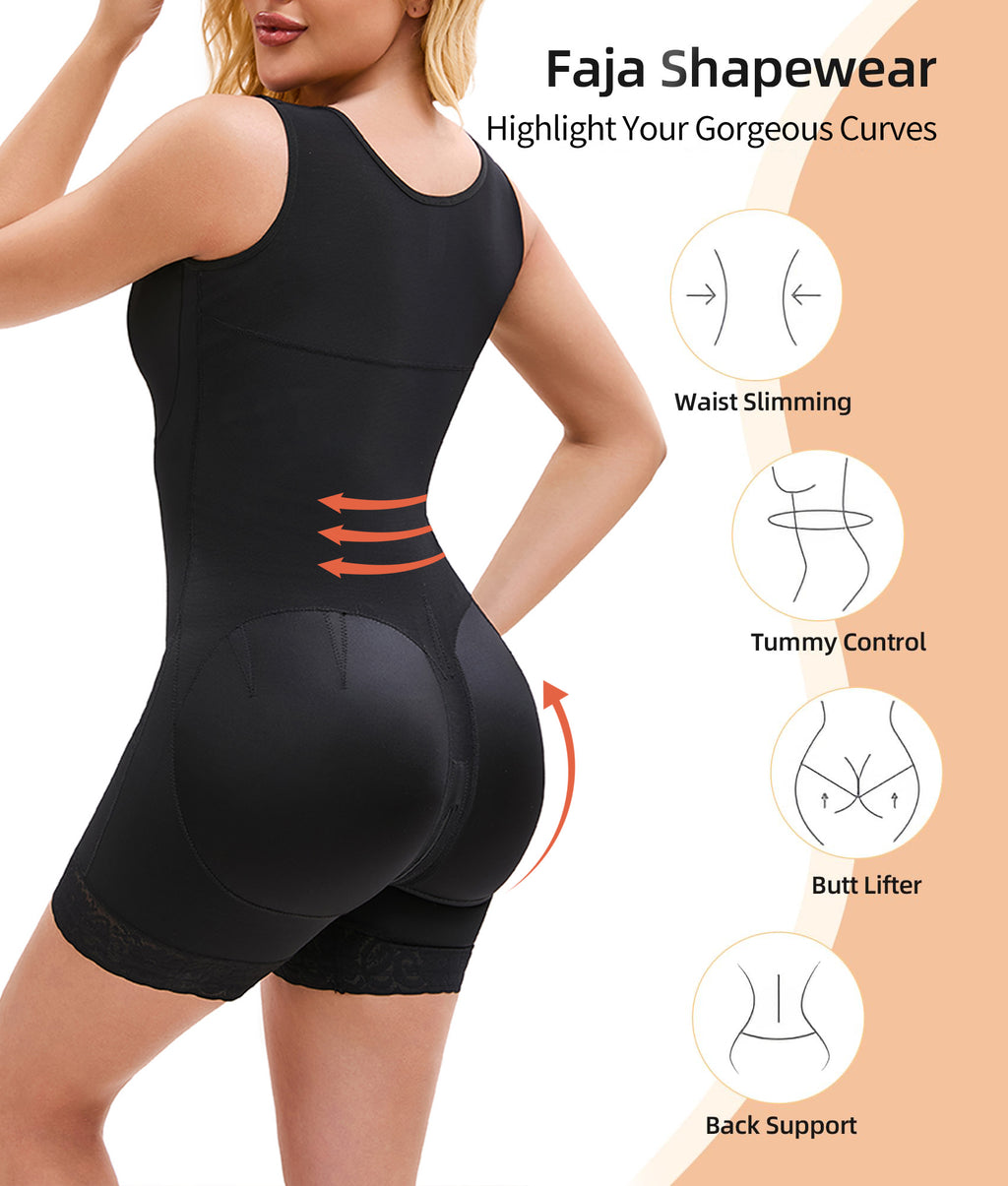 Colombian Full-Body Shapewear Faja – Tummy Control, Butt Lift & Wireless Breast Support with Zipper Crotch - Glowify
