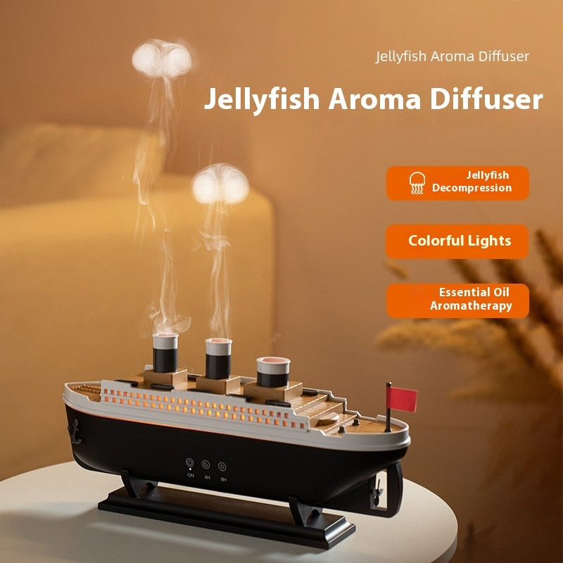 Retro ship aroma diffuser with ultrasonic mist
