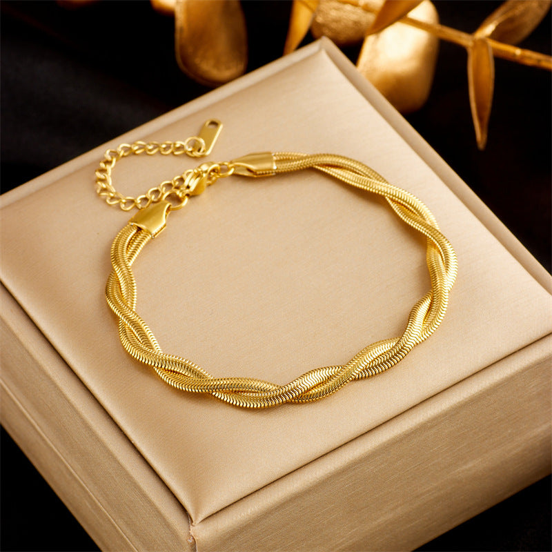 Gold-Plated Double Layer Snake Chain Bracelet for Women – Punk Luxury Fashion Jewelry - Glowify