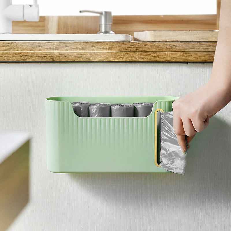 Wall-Mounted Garbage Bag Storage Box – Punch-Free Kitchen Trash Bag Organizer (Minimalist Design)