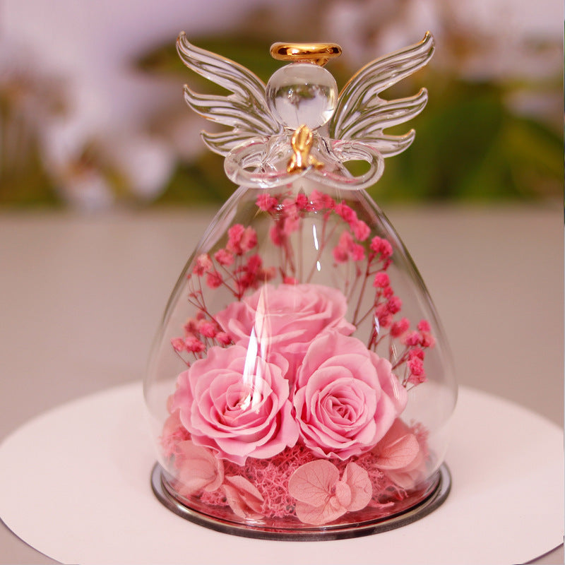 Eternal Rose in Glass Box – Dried Flower Home Decor & Romantic Gift for Special Occasions - Glowify